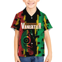 Vanuatu 46th Year Anniversary Family Matching Mermaid Dress and Hawaiian Shirt Tamtam Slit Drums Long God Yumi Stanap LT9 Son's Shirt Black - Polynesian Pride