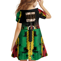 Vanuatu 46th Year Anniversary Family Matching Off The Shoulder Long Sleeve Dress and Hawaiian Shirt Tamtam Slit Drums Long God Yumi Stanap LT9 - Polynesian Pride