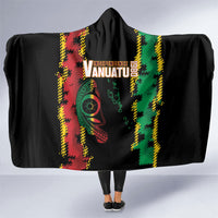 Vanuatu 46th Year Anniversary Hooded Blanket Tamtam Slit Drums Long God Yumi Stanap LT9 One Size Black - Polynesian Pride