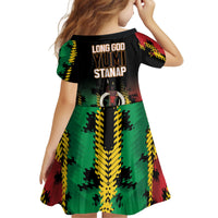 Vanuatu 46th Year Anniversary Kid Short Sleeve Dress Tamtam Slit Drums Long God Yumi Stanap LT9 - Polynesian Pride