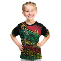 Vanuatu 46th Year Anniversary Kid T Shirt Vintage Grunge Vanuatu Flag Heritage LT9 Black - Polynesian Pride