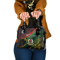 Vanuatu 46th Year Anniversary Shoulder Handbag Vintage Grunge Vanuatu Flag Heritage LT9 One Size Black - Polynesian Pride