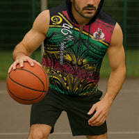 Vanuatu 46th Year Anniversary Sleeveless Zip Hoodie Vintage Grunge Vanuatu Flag Heritage LT9 - Polynesian Pride