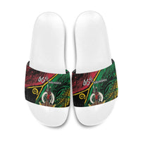Vanuatu 46th Year Anniversary Slide Sandals Vintage Grunge Vanuatu Flag Heritage LT9 Black - Polynesian Pride