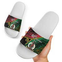Vanuatu 46th Year Anniversary Slide Sandals Vintage Grunge Vanuatu Flag Heritage LT9 - Polynesian Pride