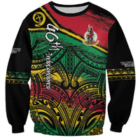 Vanuatu 46th Year Anniversary Sweatshirt Vintage Grunge Vanuatu Flag Heritage LT9 Unisex Black - Polynesian Pride