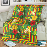 Hawaii Kanaka Maoli Hibiscus Blanket Hawaiian Flag Motif