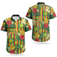 Hawaii Kanaka Maoli Hibiscus Couples Matching Short Sleeve Bodycon Dress and Hawaiian Shirt Hawaiian Flag Motif LT9 - Polynesian Pride