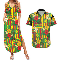 Hawaii Kanaka Maoli Hibiscus Couples Matching Summer Maxi Dress and Hawaiian Shirt Hawaiian Flag Motif