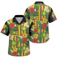 Hawaii Kanaka Maoli Hibiscus Family Matching Long Sleeve Bodycon Dress and Hawaiian Shirt Hawaiian Flag Motif LT9 Son's Shirt Green - Polynesian Pride