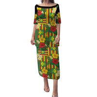 Hawaii Kanaka Maoli Hibiscus Family Matching Puletasi and Hawaiian Shirt Hawaiian Flag Motif