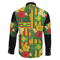 Hawaii Kanaka Maoli Hibiscus Family Matching Short Sleeve Bodycon Dress and Hawaiian Shirt Hawaiian Flag Motif
