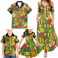 Hawaii Kanaka Maoli Hibiscus Family Matching Summer Maxi Dress and Hawaiian Shirt Hawaiian Flag Motif LT9 - Polynesian Pride