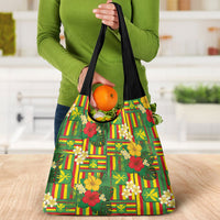 Hawaii Kanaka Maoli Hibiscus Grocery Bag Hawaiian Flag Motif