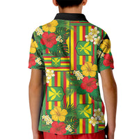 Hawaii Kanaka Maoli Hibiscus Kid Polo Shirt Hawaiian Flag Motif