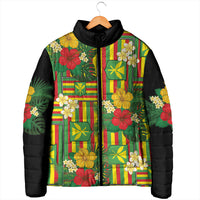 Hawaii Kanaka Maoli Hibiscus Padded Jacket Hawaiian Flag Motif