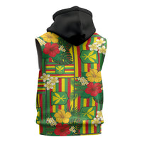 Hawaii Kanaka Maoli Hibiscus Sleeveless Zip Hoodie Hawaiian Flag Motif