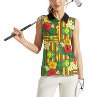 Hawaii Kanaka Maoli Hibiscus Women Sleeveless Polo Shirt Hawaiian Flag Motif