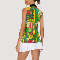 Hawaii Kanaka Maoli Hibiscus Women Sleeveless Polo Shirt Hawaiian Flag Motif