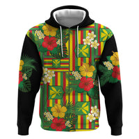 Hawaii Kanaka Maoli Hibiscus Zip Hoodie Hawaiian Flag Motif LT9 Pullover Hoodie Green - Polynesian Pride