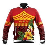 Hawaii Ku Kia'i Mauna Personalized Baseball Jacket Hibiscus Kakau Pattern