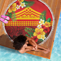Hawaii Ku Kia'i Mauna Beach Blanket Hibiscus Kakau Pattern
