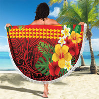 Hawaii Ku Kia'i Mauna Beach Blanket Hibiscus Kakau Pattern