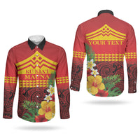 Hawaii Ku Kia'i Mauna Personalized Couples Matching Mermaid Dress and Long Sleeve Button Shirt Hibiscus Kakau Pattern LT9 - Polynesian Pride