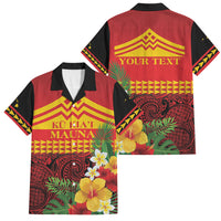 Hawaii Ku Kia'i Mauna Personalized Family Matching Off The Shoulder Long Sleeve Dress and Hawaiian Shirt Hibiscus Kakau Pattern LT9 Dad's Shirt - Short Sleeve Red - Polynesian Pride