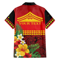Hawaii Ku Kia'i Mauna Personalized Family Matching Off Shoulder Short Dress and Hawaiian Shirt Hibiscus Kakau Pattern