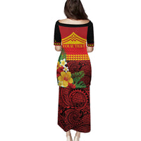 Hawaii Ku Kia'i Mauna Personalized Family Matching Puletasi and Hawaiian Shirt Hibiscus Kakau Pattern
