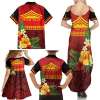 Hawaii Ku Kia'i Mauna Personalized Family Matching Summer Maxi Dress and Hawaiian Shirt Hibiscus Kakau Pattern LT9 Mom's Dress Red - Polynesian Pride