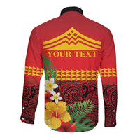 Hawaii Ku Kia'i Mauna Personalized Long Sleeve Button Shirt Hibiscus Kakau Pattern LT9 - Polynesian Pride