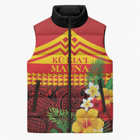 Hawaii Ku Kia'i Mauna Personalized Sleeveless Puffer Jacket Hibiscus Kakau Pattern