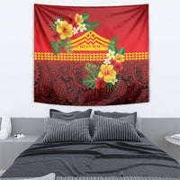 Hawaii Ku Kia'i Mauna Tapestry Hibiscus Kakau Pattern