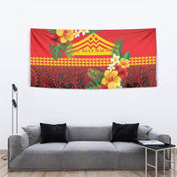 Hawaii Ku Kia'i Mauna Tapestry Hibiscus Kakau Pattern