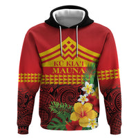 Hawaii Ku Kia'i Mauna Personalized Zip Hoodie Hibiscus Kakau Pattern LT9 Pullover Hoodie Red - Polynesian Pride