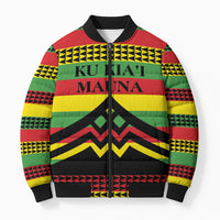 Hawaii Ku Kia'i Mauna Personalized Bomber Puffer Jacket Hawaiian Kanaka Maoli Motif