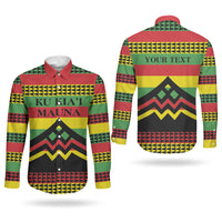 Hawaii Ku Kia'i Mauna Personalized Couples Matching Puletasi and Long Sleeve Button Shirt Hawaiian Kanaka Maoli Motif LT9 - Polynesian Pride