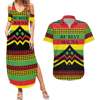 Hawaii Ku Kia'i Mauna Personalized Couples Matching Summer Maxi Dress and Hawaiian Shirt Hawaiian Kanaka Maoli Motif