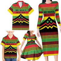 Hawaii Ku Kia'i Mauna Personalized Family Matching Long Sleeve Bodycon Dress and Hawaiian Shirt Hawaiian Kanaka Maoli Motif