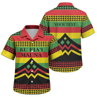 Hawaii Ku Kia'i Mauna Personalized Family Matching Mermaid Dress and Hawaiian Shirt Hawaiian Kanaka Maoli Motif LT9 Son's Shirt Green - Polynesian Pride