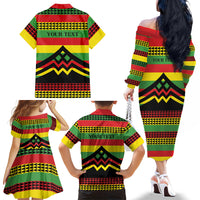 Hawaii Ku Kia'i Mauna Personalized Family Matching Off The Shoulder Long Sleeve Dress and Hawaiian Shirt Hawaiian Kanaka Maoli Motif