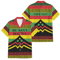 Hawaii Ku Kia'i Mauna Personalized Family Matching Off Shoulder Maxi Dress and Hawaiian Shirt Hawaiian Kanaka Maoli Motif LT9 Dad's Shirt - Short Sleeve Green - Polynesian Pride