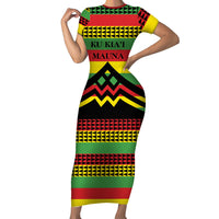 Hawaii Ku Kia'i Mauna Personalized Family Matching Short Sleeve Bodycon Dress and Hawaiian Shirt Hawaiian Kanaka Maoli Motif