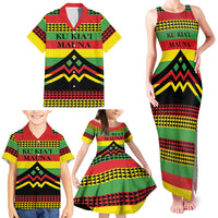 Hawaii Ku Kia'i Mauna Personalized Family Matching Tank Maxi Dress and Hawaiian Shirt Hawaiian Kanaka Maoli Motif