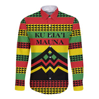 Hawaii Ku Kia'i Mauna Personalized Long Sleeve Button Shirt Hawaiian Kanaka Maoli Motif LT9 Unisex Green - Polynesian Pride