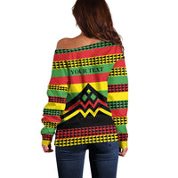 Hawaii Ku Kia'i Mauna Personalized Off Shoulder Sweater Hawaiian Kanaka Maoli Motif