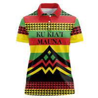 Hawaii Ku Kia'i Mauna Personalized Women Polo Shirt Hawaiian Kanaka Maoli Motif