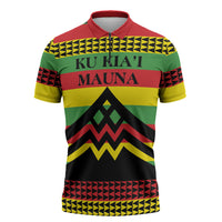 Hawaii Ku Kia'i Mauna Personalized Zipper Polo Shirt Hawaiian Kanaka Maoli Motif